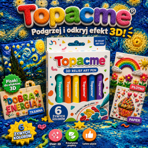 Topacme – zestaw 6 kolorowych pisaków do efektów 3D