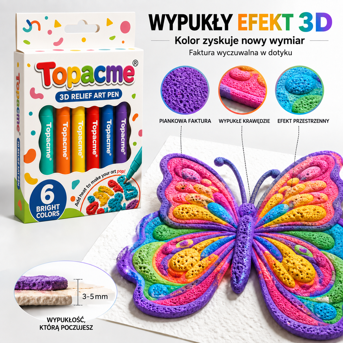 Zbliżenie wypukłej faktury kolorowego motyla