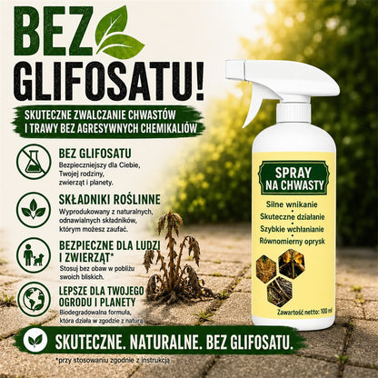 Hitrodelujoči naravni sprej proti plevelu in travi