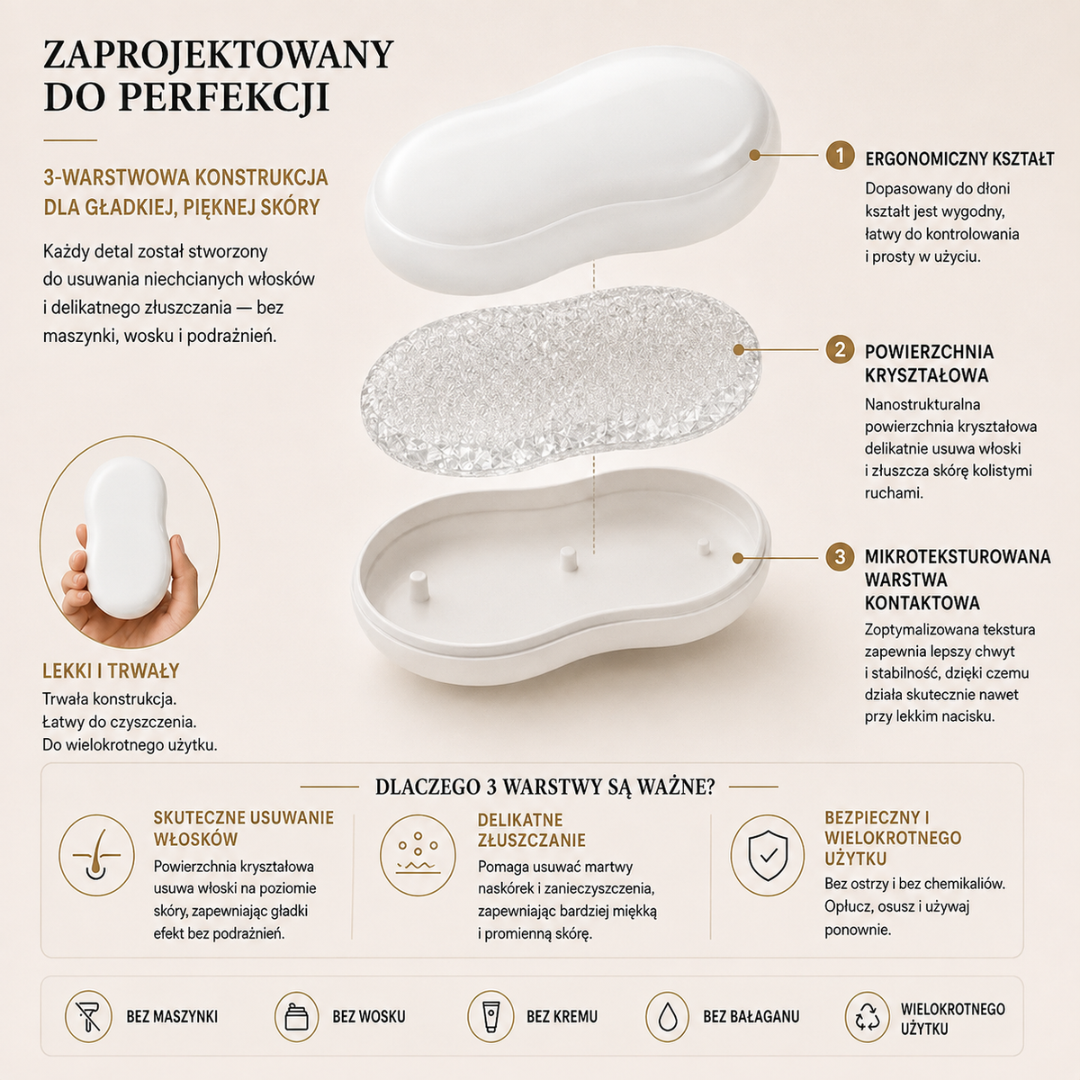 Bezbolesny Kryształowy Depilator do Usuwania Włosów