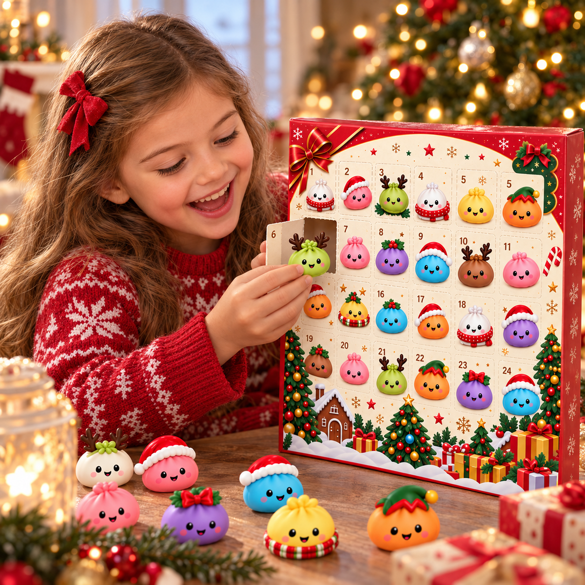 Świąteczny kalendarz adwentowy z 24 squishy niespodziankami