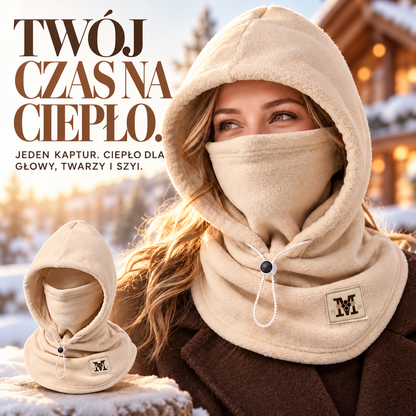 Polarowy kaptur zimowy 3 w 1 z osłoną twarzy i szyi